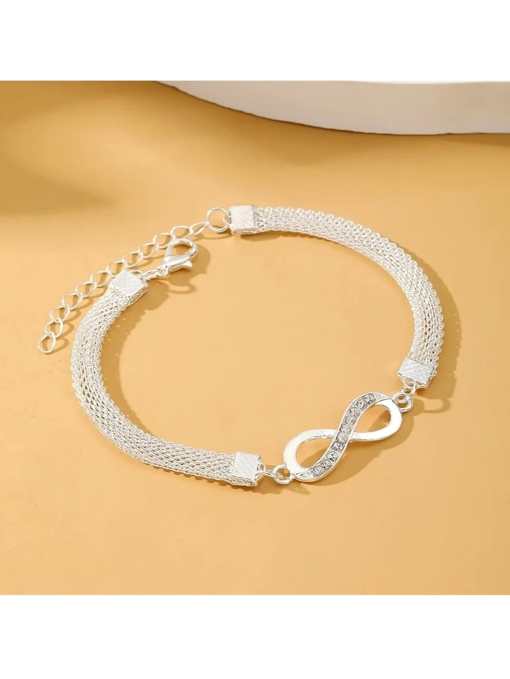 Sterling Silver Infinity Charm Anklet - Silver - Picture 4 of 5